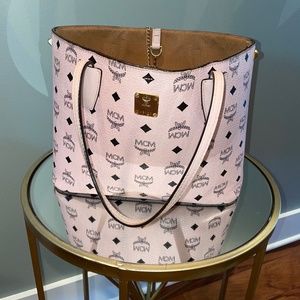 Pink Mcm tote bag